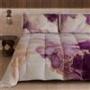 PETTI Artigiani Italiani - Trapunta Matrimoniale Invernale, Piumone Matrimoniale, Trapunta Double Face Tinta Unita e Stampa Digitale Marble Viola, Made in Italy