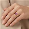 Anello Oval Zaffiro Rosa 10K Doratura Argento 925 Sterling Mis. 6-9