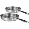 Agnelli 24-28 cm - Alu-Inox 3-Ply Set Padelle Basse Induzione Con Manici Tubolari - Set 2 Pz