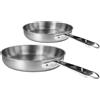 Agnelli 24-28 cm - Alu-Inox 3-Ply Set Padelle Basse Induzione Con Manici Tubolari - Set 2 Pz