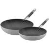 Agnelli 24-28 cm - Sharkskin Set Padelle Alte Svasate In Alluminio Antiaderenti Con Manici In Acciaio Inox Cool - Set 2 Pz