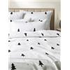 Westwing Collection Copripiumino in flanella con motivo natalizio X-mas Tree - Nero, Bianco