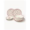 Westwing Collection Servizio di piatti di design Clarette di Agathe Marty, 4 persone, set da 12 - Bianco, Rosso