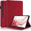 Succtopy Custodia Samsung Tab S8+/S7 FE/S7+,Cover Pelle PU Flip Portafoglio con Porta Penna per Samsung Tab S8 Plus,Custodia Protettiva con Slot Card Samsung Galaxy Tab S7 Plus/S7 FE/S8 Plus,Rosso