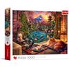 Trefl - Puzzle 1000 pezzi, Gatto nel giardino di sakura | - Puzzle fai da te, intrattenimento creativo, puzzle classico per adulti e ragazzi dai 14 anni in su