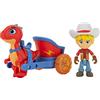 Dino Ranch DNR0010 - Carrozzina Jon e Blitz', veicolo con figura, giocattolo dai 3 anni in su, multicolore