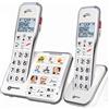 Geemarc, Set 2 Telefoni Cordless per Senior con Tasti Memoria Foto, Bianco