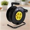 M mimotec - Avvolgicavo da Esterno 25m 4 Prese 3200W 16A, Cavo H05VV-F 3G1,5mm², Protezione Bambini, Prolunga Elettrica per Giardino, Garage e Officina