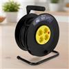 M mimotec - Avvolgicavo da Esterno 50m 4 Prese 3200W 16A, Cavo H05VV-F 3G1,5mm², Protezione Bambini, Prolunga Elettrica per Giardino, Garage e Officina