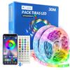 M mimotec - Striscia LED RGB, Luci LED Camera 30 metri con APP, Bluetooth Musical, adesivo, telecomando e adattatore di alimentazione, chip 5050, multicolore dimmerabile in intensità, (2X15M), LM2405