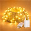 M mimotec - Catena luminosa a LED per esterni con USB, lunghezza 15 m, luce calda 2700 K, IP65 impermeabile, ideale per terrazze e giardini. LM2967
