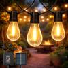 M mimotec - Ghirlanda luminosa a LED solare per esterni da 6,5 m, luce calda 2700K, 10 lampadine, IP54 impermeabile, decorazione per giardino, patio, facciata e terrazza