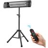 VEVOR Riscaldatore a Infrarossi 2500 W Treppiede e Telecomando da Esterno, 3 Livelli di Calore, Timer 24 Ore, Pannello di Controllo, Struttura in PP Resistente al Calore, per Patio, Cortili e Balconi
