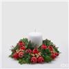 EDG Enzo De Gasperi Corona di Pino con Bacche Ø21 cm Verde Rosso - Decorazione Natalizia