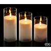 EDG Enzo De Gasperi Set 3 Candele LED con Vetro H17,5 cm - Candele Decorative Natalizie