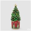 EDG Enzo De Gasperi Pino Natalizio con Tamburo LED H37 Ø16 cm Verde Rosso - Decorazione di Natale