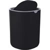 Relaxdays Mini Pattumiera da Tavolo, 1,5 L Volume, Nero | Secchio Rotondo in Acciaio Inox con Coperchio Ribaltabile