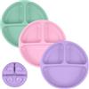 Vicloon Piatto con Ventosa per Bambini in Silicone, 3 Set Piatti Bambini Pappa Svezzamento Piatto, Piastra di Alimentazione per Neonati, Lavabile in Lavastoviglie