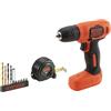 BLACK+DECKER BDCD8GPA Trapano avvitatore al litio ultra compatto da 7,2 V 1,5 Ah con 11 accessori e borsa per il trasporto