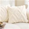 Sonive Federe Cuscino 50x50cm, Set di 2, Soggiorno, Camera da Letto Bianco | Cuscini Decorativi in Maglia Jacquard Morbida per Divano