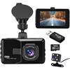 Podazz Dashcam per auto, con telecamera anteriore e posteriore - Schermo IPS da 3 pollici, dashcam FHD 1080P, angolo di visione ampio a 170°, visione notturna avanzata, sensore G, registrazione continua, rilevamento del movimento e monitoraggio del …