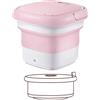 SRHIMEOS Mini Turbo Portatile con Vasca Pieghevole Lavatrice ad compatta Turbina Lavasciuga da Viaggio Appartamenti da Campeggio Dormitori (Light Pink)