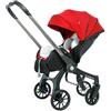 ALYIKOU Passeggino per Bambini 4‑in‑1 Pieghevole Leggero Compatto, Seggiolino Auto, Navicella e Ovetto, Manubrio Regolabile per Neonati，rosso