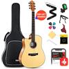 Donner Chitarra Acustica Mancina 4/4 Chitarra Acustica Mancini Kit per Adulto Principiante 41 Pollici Dreadnought Cutaway con Cinghia Corde Capo Plettri(Naturale, DAG-1CL)