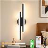 Dehobo Applique Ricaricabile da Parete 50cm, 3000-6000K Fondo Arrotondato | 4400mAh LED Applique da Parete Interno Acrilico Moderno Dimmerabile, Nero Lampada Da Parete, Per Soggiorni, Camere Da Letto