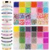HAGOT 2400 perline di vetro per la creazione di braccialetti, set di perline da 6 mm in 48 colori, cordino elastico da 10 m, per lavori fai da te, collane e regali per feste