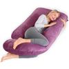 CALIYO Cuscino per gravidanza a forma di J, cuscino per allattamento, XXL, con rivestimento, cuscino Pregnancy Pillow e comfort per adulti, imbottitura in cotone (viola, 180 x 70 cm