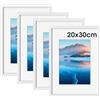 DTXDTech Cornici per foto 20 x 30 cm, set di 4, cornici 20 x 30 cm, in legno bianco, 7,9 x 5,9 pollici, da appendere alla parete, cornici per stampa 29,4 x 19,4 cm