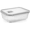 H&H Contenitore in Vetro Rettangolare con Coperchio in Polipropilene con Valvola - 630 ml, 18x13,5 cm - Ermetico, Lavabile in Lavastoviglie, Microonde e Forno (senza coperchio)