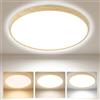 Yexati Plafoniera LED Soffitto 40CM 32W 4000LM Lampada da Soffitto, 6000K/4000K/3000K IP54 Impermeabile Rotonda Plafoniere per Soggiorno Bagno Cameretta Cucina Seminterrato Ufficio, Finto legno Confezione 1