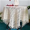 BMIDRUT Centrini rettangolari all'uncinetto in pizzo, tovaglia beige vintage in cotone, copritavolo per tavolo, topper da tavolo, decorazione per matrimonio e casa, festa, 140x200 cm