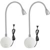 YNDD 2 pezzi Lampada da Lettura a Parete con Interruttore, 3W LED Luce da Muro Interno Bianco Caldo, Lampada Collo d'oca Flessibile Faretto da Lettura per Camera da Letto Soggiorno, Argento