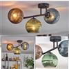 hofstein Plafoniera HOFSTEIN Gastor, lampada da soffitto a 3 luci metallo/vetro ondulato colori nero/verde/blu/rame, design vintage (paralumi Ø 15 cm), E14, sala da pranzo, soggiorno, camera da letto, cucina