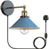 LEDSone Lampada da parete 1 lampadina E27 vintage lampada da parete in design industriale lampada retrò metallo nero paralume per interni loft lampade da parete (Blu)