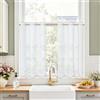 TOPICK Tenda Corta Velo Antivento 65L x 75A cm 2 Pezzi Bianco Ricamo Bianco | tende da cucina bistrò con tunnel Stile Campestre per Finestra Armadio Lavabo Camera semitrasparenti