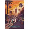 AOJYLXE Poster da parete vintage Marrakech Marocco, 30 x 45 cm, stampa con paesaggio paesaggistico della città, decorazione estetica per la stanza e grandi opere d'arte per casa e ufficio