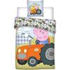 BrandMac Biancheria da letto lettino Peppa Pig George con trattore | Copripiumino 100x135 cm & federa 40x60 cm | 100% cotone, morbido e traspirante | Design ufficiale Peppa Pig