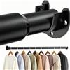 WEKIWGOT Asta Armadio Appendini Estensibile 43-135 cm con 2 Supporto (nero) | Barra per Armadio, Camera, Doccia e Camper, Maxi Lunghezza Extra Large, Diametro Robusto