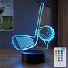 DAHEYMA Luce notturna da golf, regalo per uomini, ragazzi e ragazze, lampada illusione 3D con 16 colori che cambiano, telecomando e timer, fantastica decorazione da scrivania per golfisti, ideale per