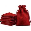 Naler 24 sacchetti regalo per gioielli, perline, iuta, sacchetti, rotoli, lino, decorazione per matrimonio, Natale, 10 x 14 cm, colore: rosso