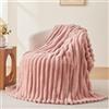 Wajade Coperta soffice in finta pelliccia di flanella, super morbida e calda, grande coperta per letto, divano, auto, rosa, 127 x 153 cm