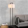 lux.pro Lampada da Terra Alta 165 cm Piantana con Telaio Nero in Metallo e Paralume Rettangolare in Tessuto Bianco Lampada per Soggiorno
