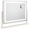 Flamingueo Specchio Trucco con Luci - Striscia LED - 3 Modi di Luce - Intensità Regolabile - Controllo Tattile - Presa USB - Specchio Ingranditore Incluso - Bianco - 64x12x54,5cm