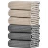 Zindoo 6 Pezzi Strofinacci Cucina Microfibra 50x70 cm Beige e Grigio | Strofinacci Cucina Super Assorbenti, Morbidi e Durevoli, Facili da Lavare, Perfetti per Piatti, Bicchieri e Superfici