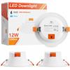 ENUOTEK Lampade Plafoniere Faretti a LED da Incasso da Soffitto 12W IP44 per Bagno Cucina Luce Calda Fredda Regolabile Diametro da Buco 110-135MM Non Dimmerabile Lot di 3