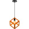 iDEGU Lampadario a Sospensione Moderno a Forma di Cubo Stile Geometrico Lampada da Soffitto Vintage in Metallo E27 Lampada a Sospensione per Camera da Letto, Soggiorno, Ristorante - 16cm, Arancione